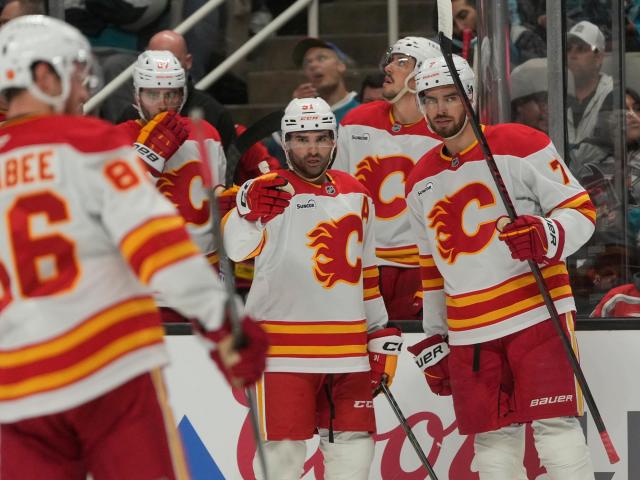 Nazem Kadri scores 2 goals to lead the Flames to a 4-1 win over the Sharks :: WRALSportsFan.com