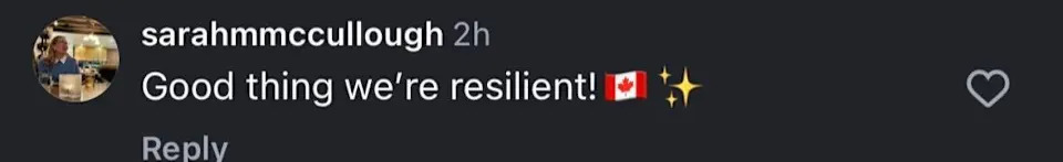 Instagram comment screen grab. (Screen grab courtesy: @sarahmmccullough/Instagram)