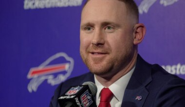 Bills head coach Joe Brady takes in Sabres game after being hired