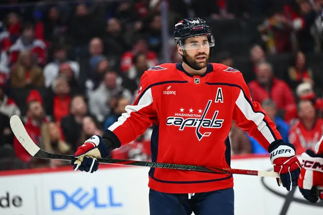 Feb 5, 2026; Washington, District of Columbia, USA; Washington Capitals right wing Tom Wilson (43) on the ice against the Nashville Predators during the first period at Capital One Arena.