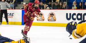 Andre Gasseau skating for the Boston College Eagles