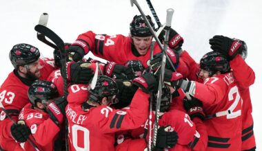 Inside the Dallas Stars locker room during Canada’s Olympic comeback win over Czechia