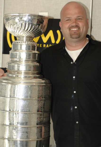 Boomer with the Stanley Cup trophy.
