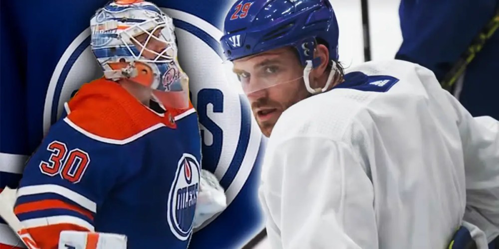 Calvin Pickard and Leon Draisaitl Oilers