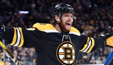 David Pastrnak skating for the Boston Bruins