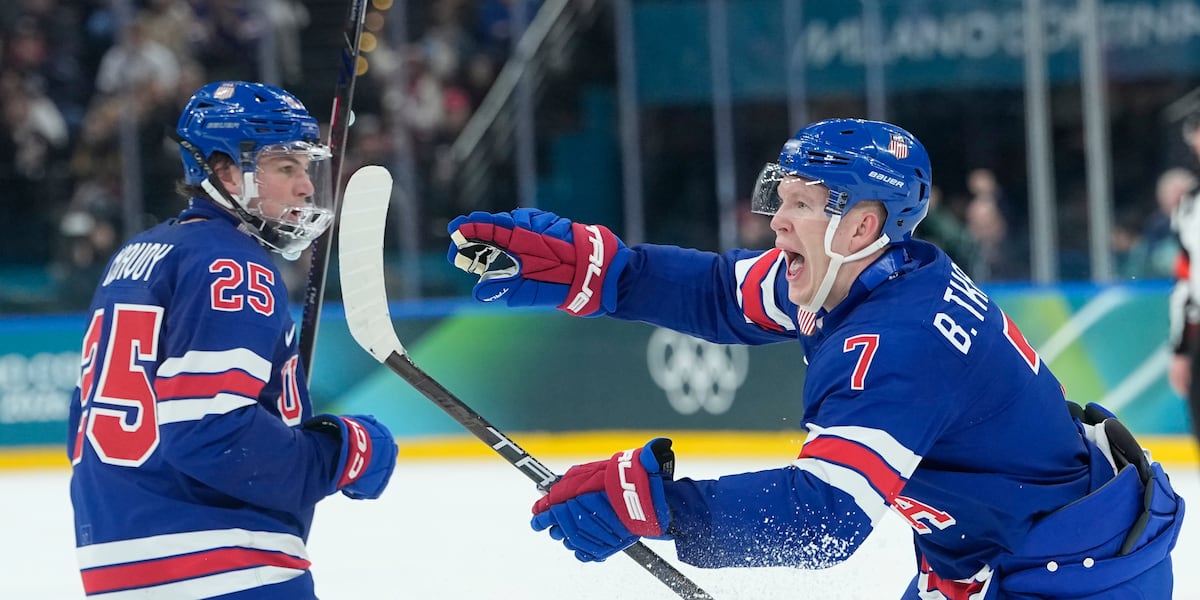 Jack Eichel and Brady Tkachuk power the U.S. past Denmark 6-3 at the Olympics