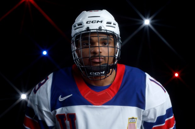 Sled hockey player Malik Jones of the United States poses for a photo during a Team USA Photo Shoot at Sunset Glenoaks Studios on May 19, 2025 in Sun Valley, California. (Photo by Harry How/Getty Images)