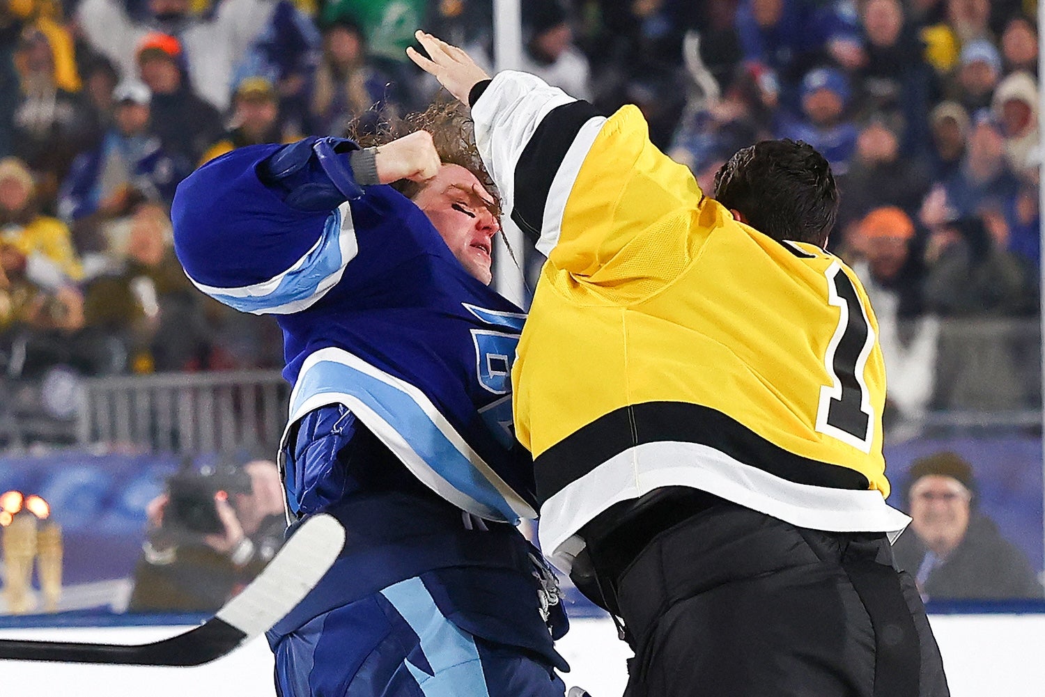 WATCH: Jeremy Swayman, Andrei Vasilevskiy drop gloves in 2026 Stadium Series - 98.5 The Sports Hub