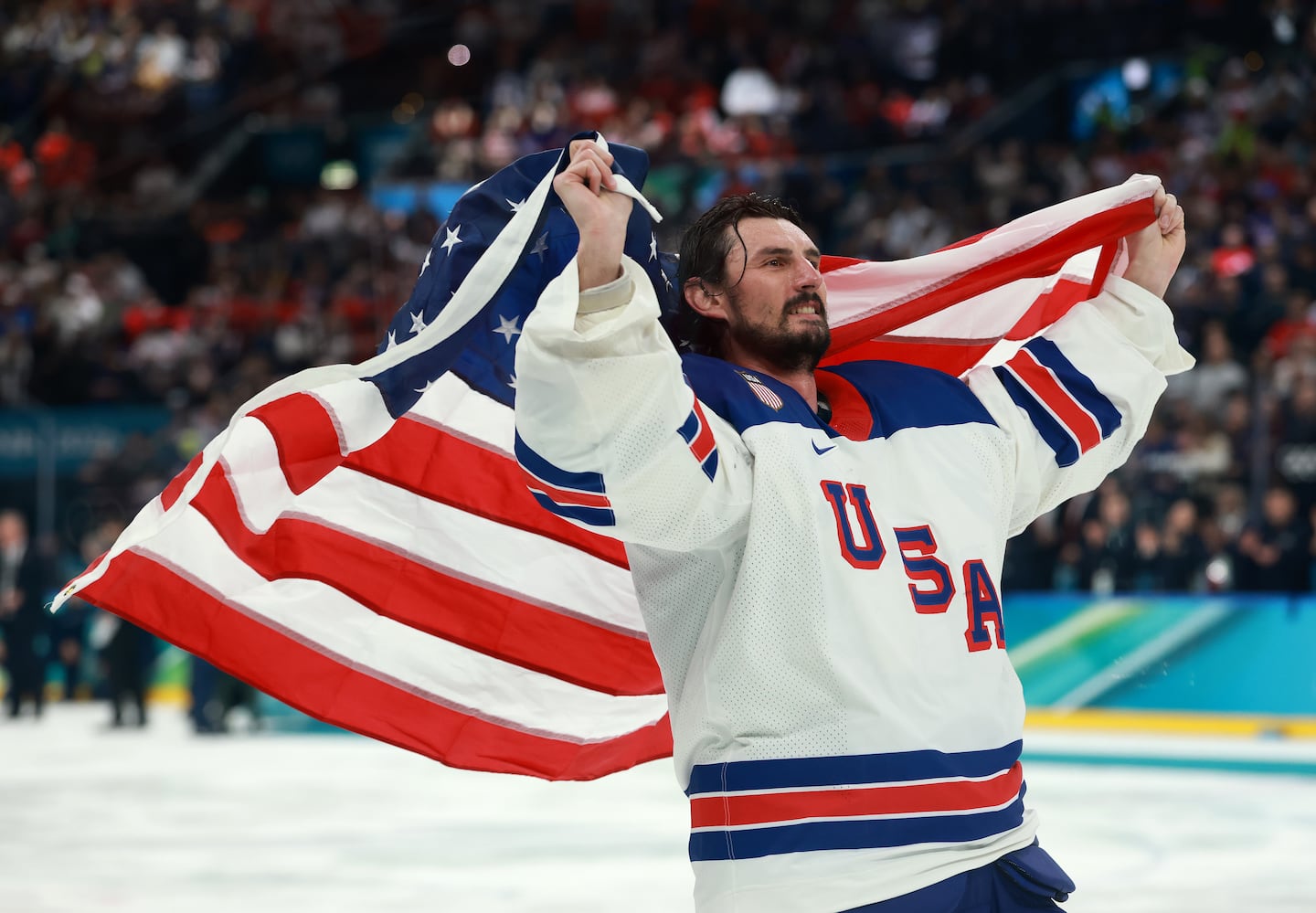 US goalie Connor Hellebuyck made 41 saves in the gold-medal game.