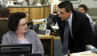 Phillis Smith as Phyllis Lapin and Steve Carell as Michael Scott in NBC's 'The Office.'