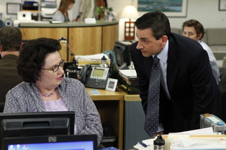 Phillis Smith as Phyllis Lapin and Steve Carell as Michael Scott in NBC's 'The Office.'