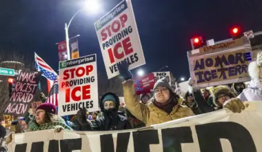 Protestors demonstrated against ICE on Jan. 27 in downtown St. Louis.