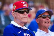 Texas Rangers managing partner & majority owner Ray C. Davis watches during the first inning...