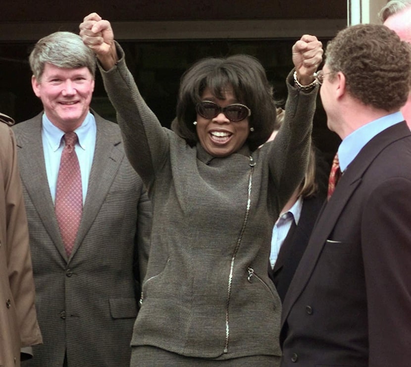Talk show host Oprah Winfrey showed her joy after a jury ruled in her favor in Amarillo on...