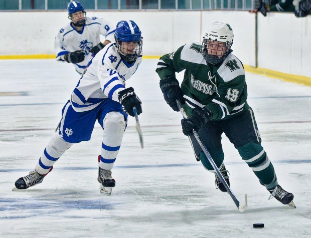 Westlake hockey player Dalton Delozier is the state's top scorer this season. (Courtesy Westlake High School Athetics)