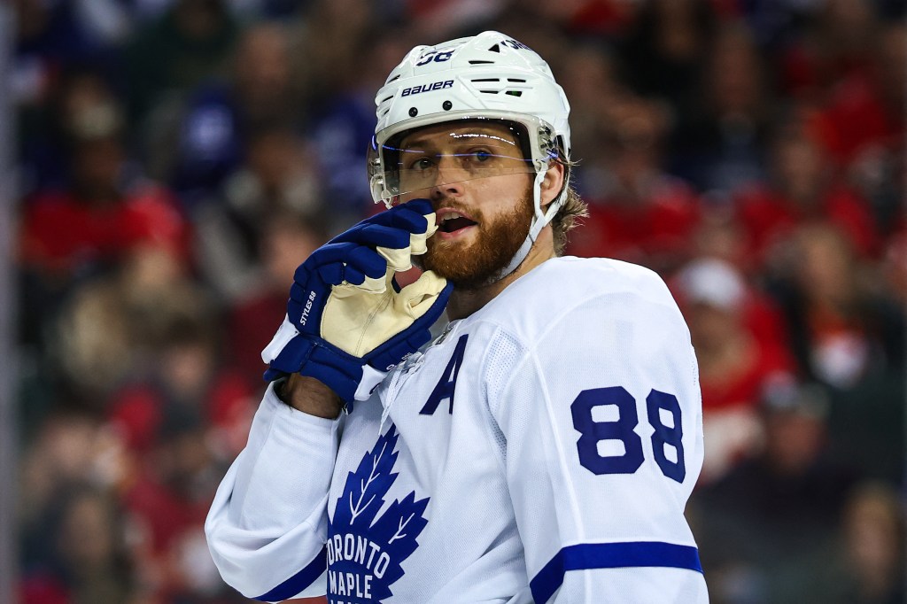 Toronto Maple Leafs right wing William Nylander (88) during the third period against the Calgary Flames at Scotiabank Saddledome.