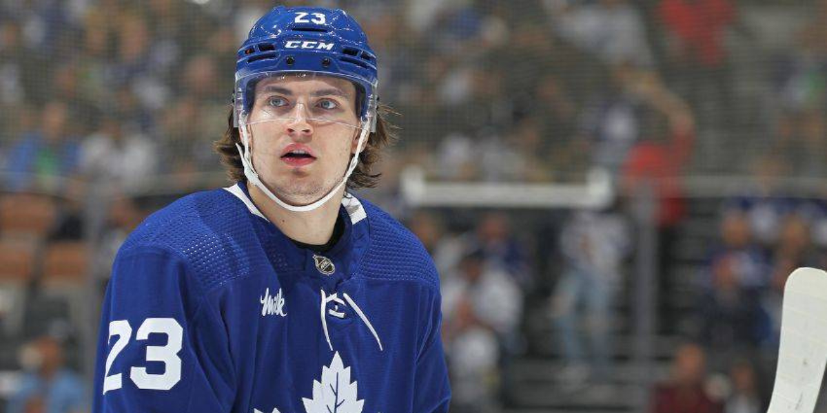 Matthew Knies skating for the Toronto Maple Leafs