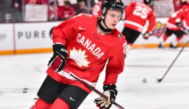 Flames prospect Cole Reschny exits North Dakota game with injury