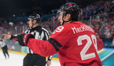 Canada's Nathan MacKinnon feeling fine after taking high hit late against France
