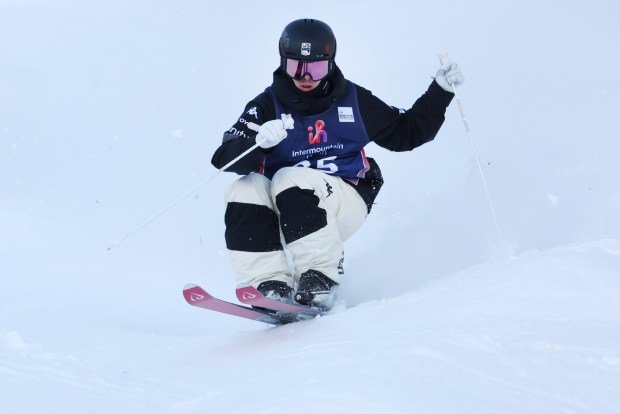 PARK CITY, UTAH - FEBRUARY 02: Landon Wendler of Team United States competes during Men's Moguls Qualifications on day one of the Intermountain Healthcare Freestyle International Ski World Cup at Deer Valley Resort on February 02, 2023 in Park City, Utah. (Photo by Christian Petersen/Getty Images)