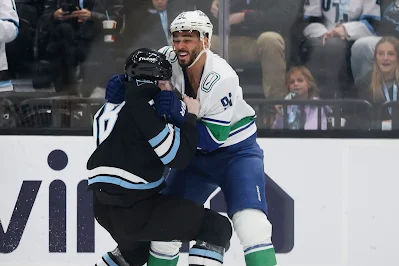 Vancouver Canucks forward Evander Kane in a fight