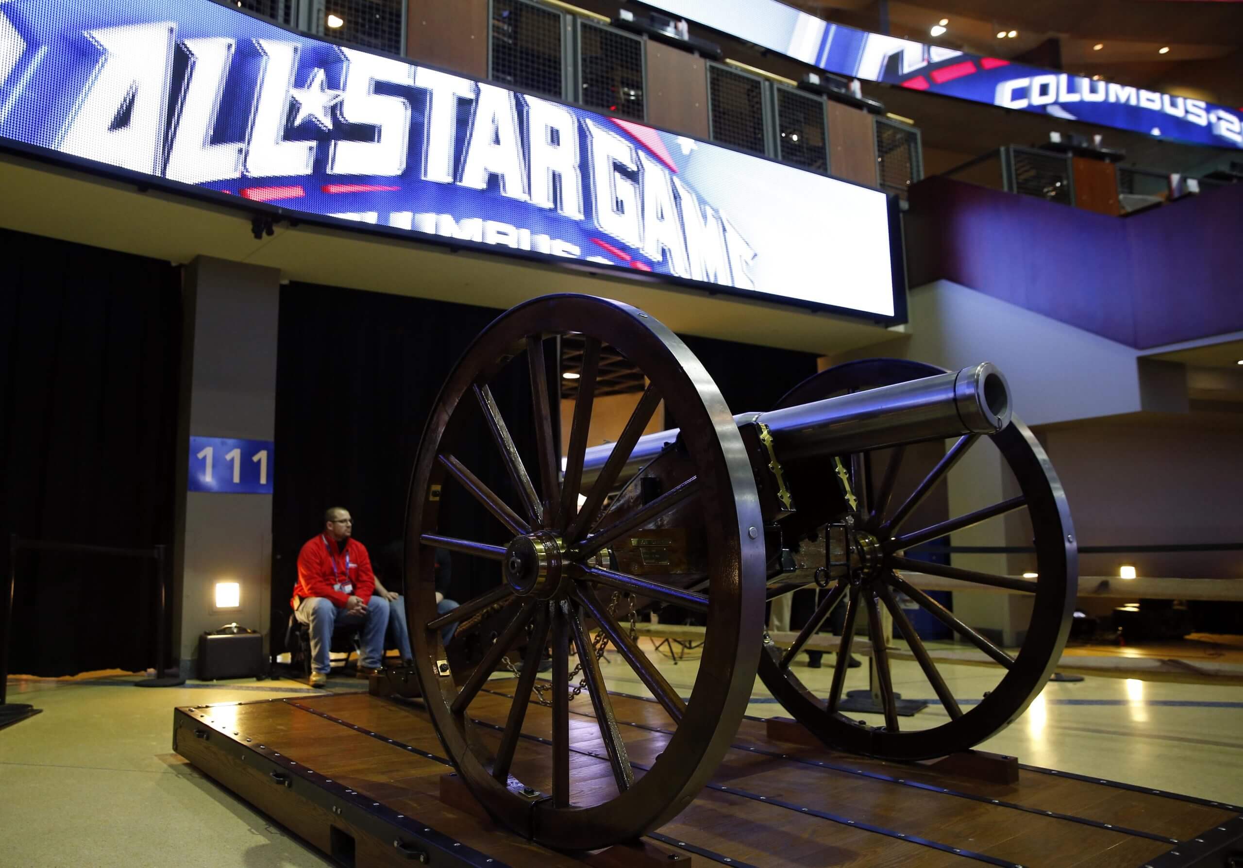 A shot of the Blue Jackets cannon in 2015.
