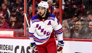 Mika Zibanejad skating for the New York Rangers