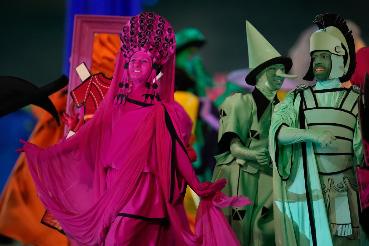 Dancers perform on stage in Milan.