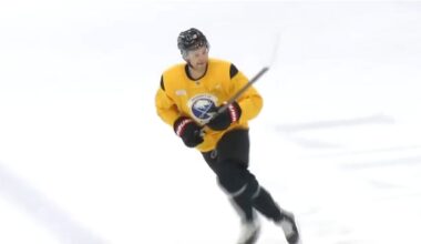 Buffalo Sabres forward Josh Norris on the ice on Feb. 18, 2025. (Spectrum News 1 Photo)
