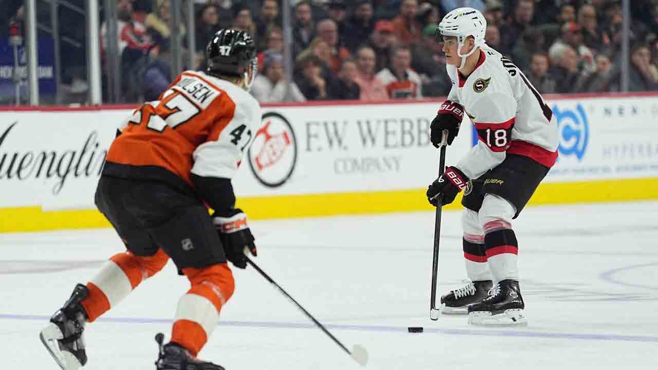 Tim Stutzle scores slick OT winner to lift Senators over Flyers
