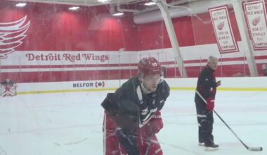 Detroit Red Wings players return to practice after Olympics