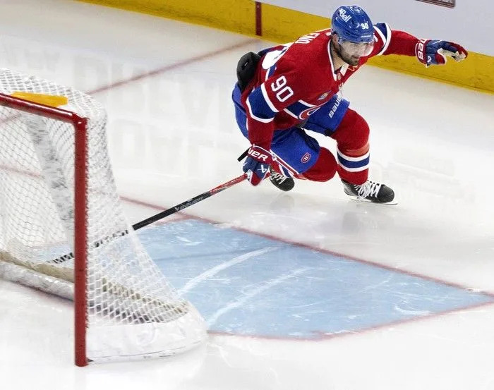  Montreal Canadiens centre Joe Veleno competes in the speed trials during the team’s skills competition at the Bell Centre on Sunday, February 22, 2026.