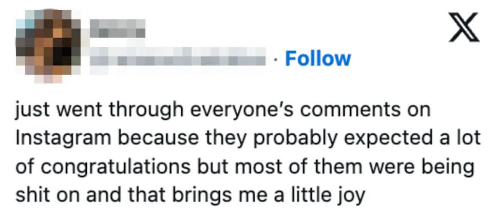 Social media post by user expressing amusement at unexpected comments on Instagram