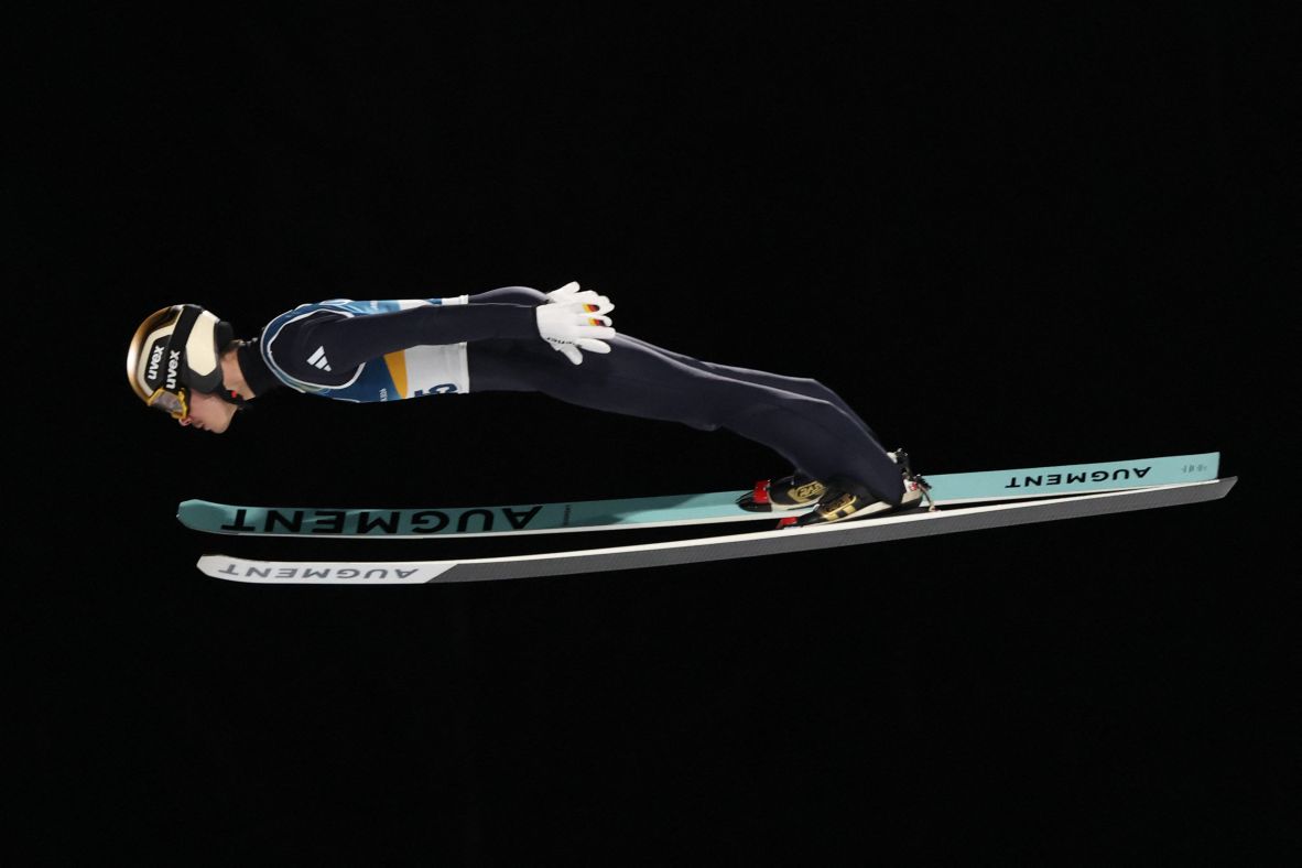 German ski jumper Philipp Raimund competes in the normal hill event on February 9. <a href=