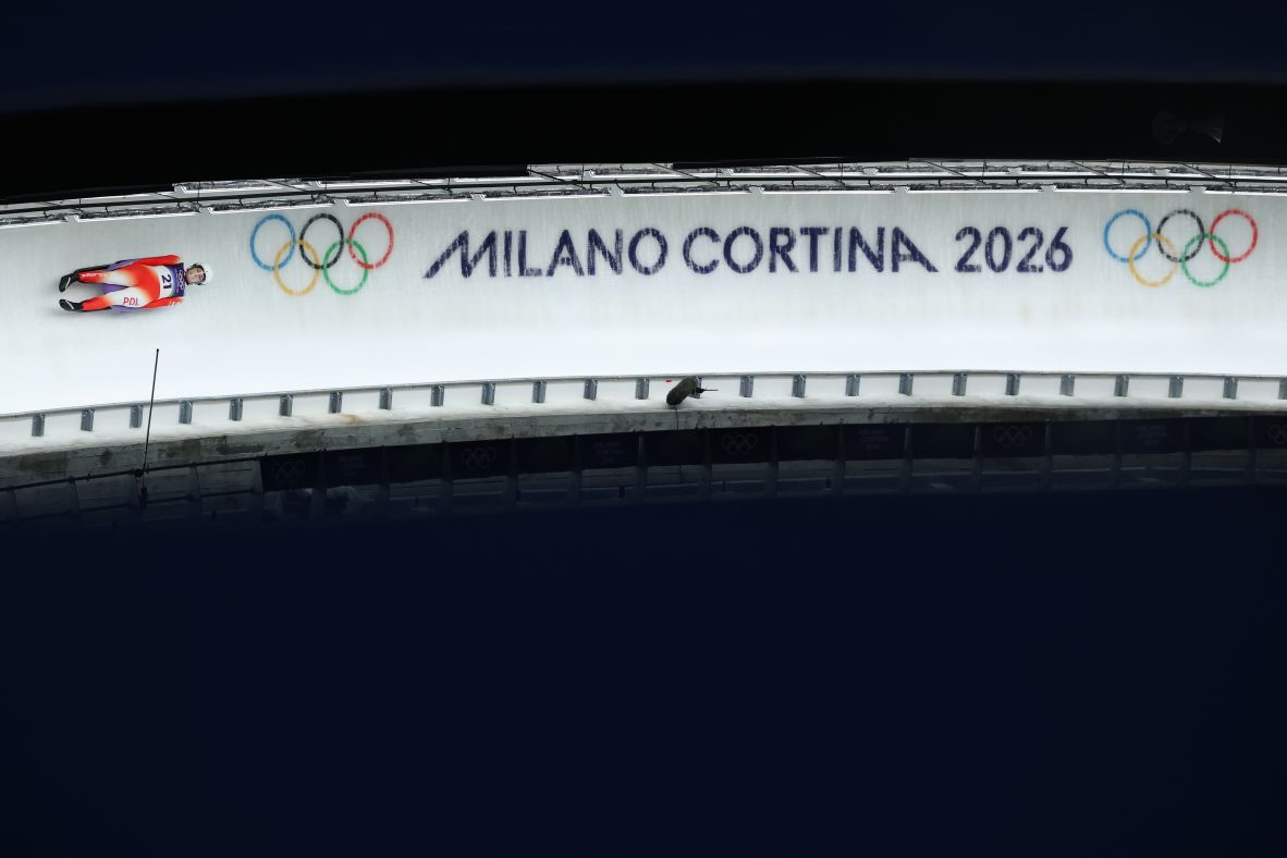 Polish luger Klaudia Domaradzka slides down the track during singles competition on February 9.