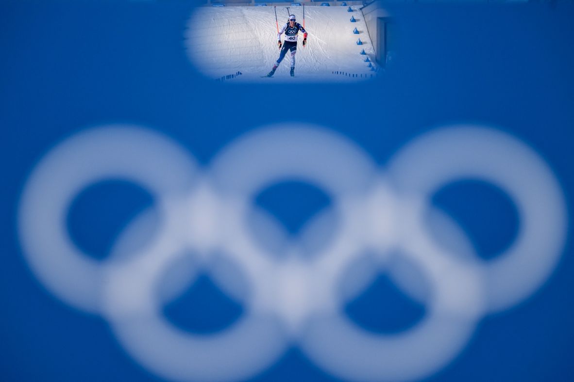 French biathlete Quentin Fillon Maillet competes in the 10km sprint on February 13.<a href=