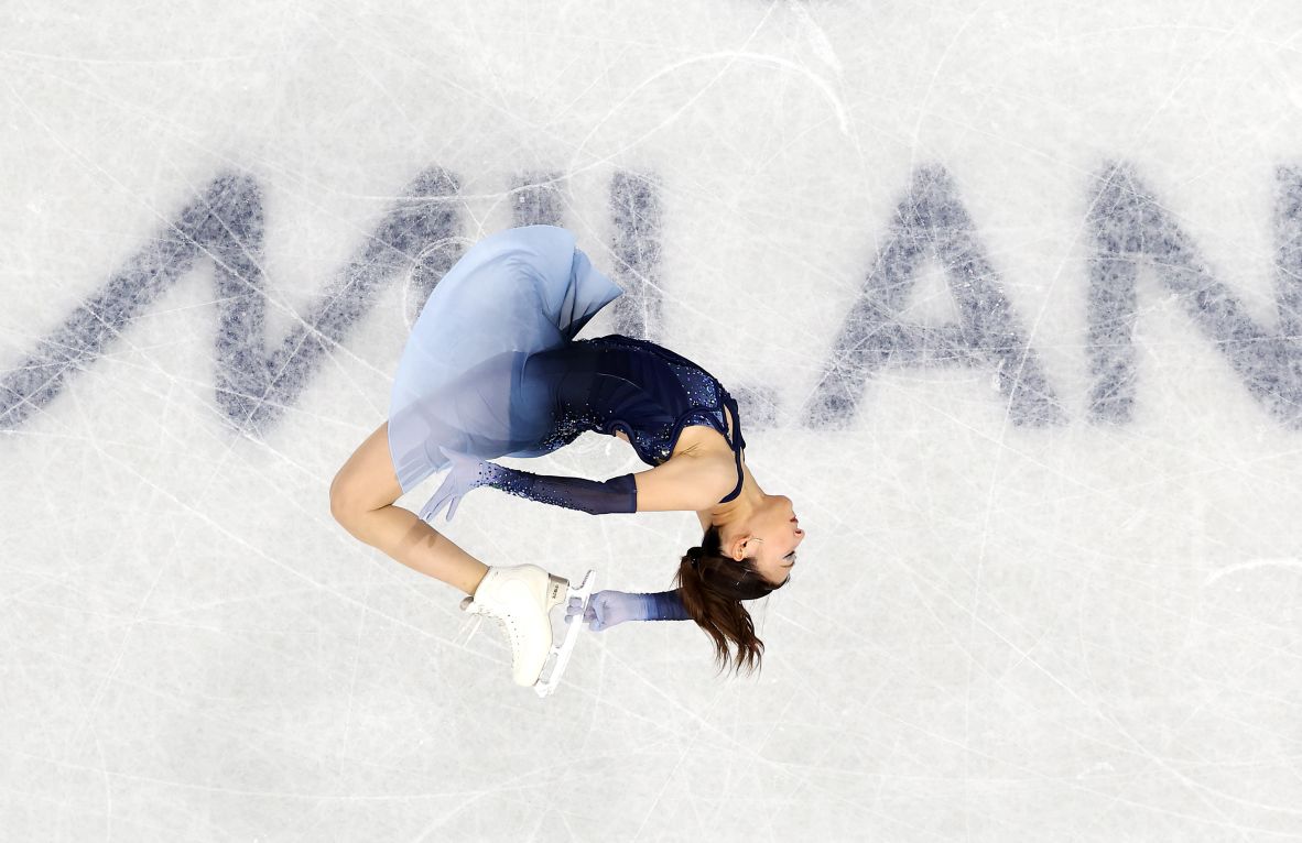 Japanese figure skater Kaori Sakamoto performs in the short program on Tuesday, February 17.