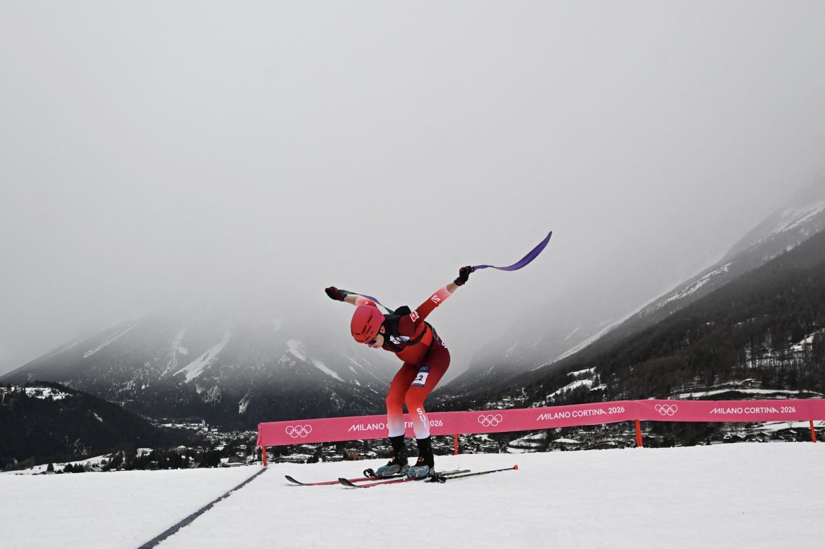 Switzerland's Jon Kistler takes off the climbing skin as he competes in the mixed relay ski mountaineering race in Bormio, Italy on February 21. His team <a href=
