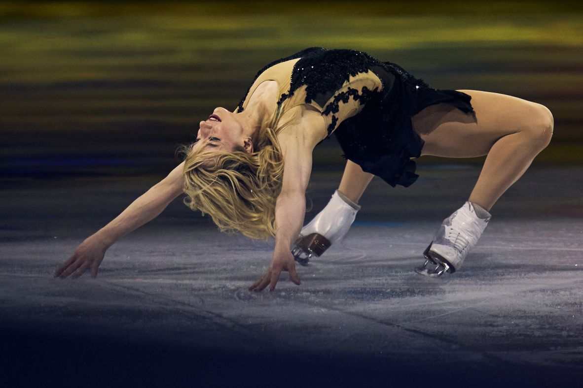 Team USA's Amber Glenn performs at the figure skating exhibition gala on Saturday, February 21.