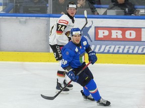 Italian Olympic hockey team player Matt Bradley. Hockey fans in east Vancouver will be watching the team and Vancouverite in blue when Italy faces off against Sweden's team on Wednesday, Feb. 11, 2026.