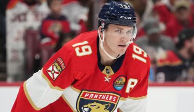 Matthew Tkachuk leans forward
