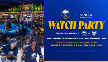 Sabres to host free watch party with Gilbert Perreault, Mike Foligno at Seneca Niagara Casino on March 5