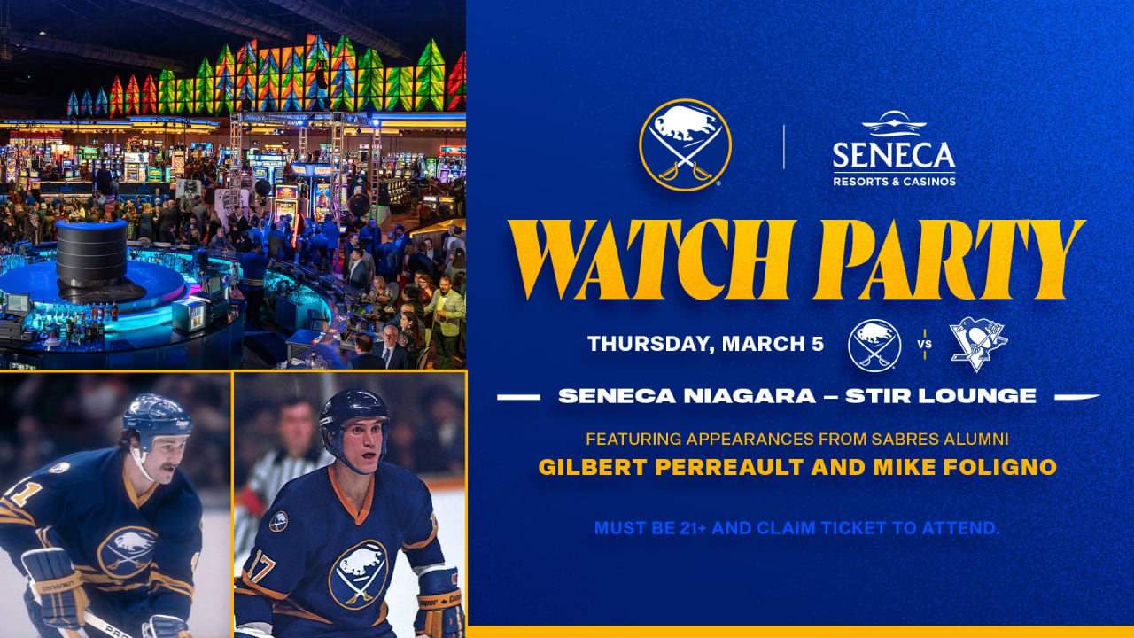 Sabres to host free watch party with Gilbert Perreault, Mike Foligno at Seneca Niagara Casino on March 5