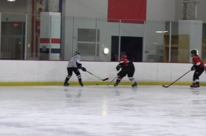 Linda sending the puck in deep