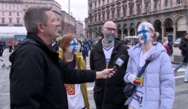 Florida Panthers players take the ice as men's hockey kicks off in Milan