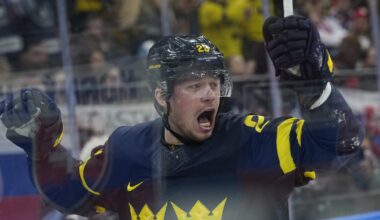 Detroit Red Wings' Lucas Raymond stars for Sweden at the Olympics in Milan