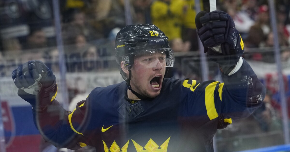 Detroit Red Wings' Lucas Raymond stars for Sweden at the Olympics in Milan