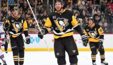 Mantha and Acciari score twice, Penguins running winning streak to 6 by holding off the Rangers 6-5