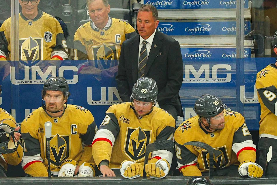 Vegas Golden Knights head coach Bruce Cassidy seen during an NHL game against the Edmonton Oilers on Thursday, March 26, 2026, in Las Vegas, Nevada.