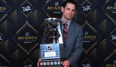 Jun 19, 2019; Las Vegas, NV, USA; Boston Bruins General Manager Don Sweeney was named NHL General Manager of the year during the 2019 NHL Awards at Mandalay Bay. Mandatory Credit: Stephen R. Sylvanie-Imagn Images